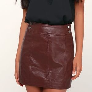 Lulus Free People Retro Burgundy Vegan Leather Bodycon Mini Skirt